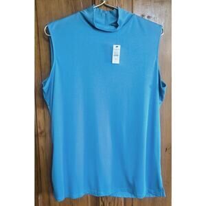 Talbots Women Sleeveless Casual Top Cowl Neck Shirt Soft Turquoise Plus 1X New